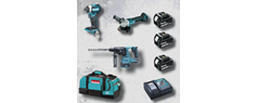 MAKITA DLX3070T - 3pc Brushless 18V Tool Kit (DHR242+DTD153+DGA504) + 3X5A Batteries, Charger & Trolley Case